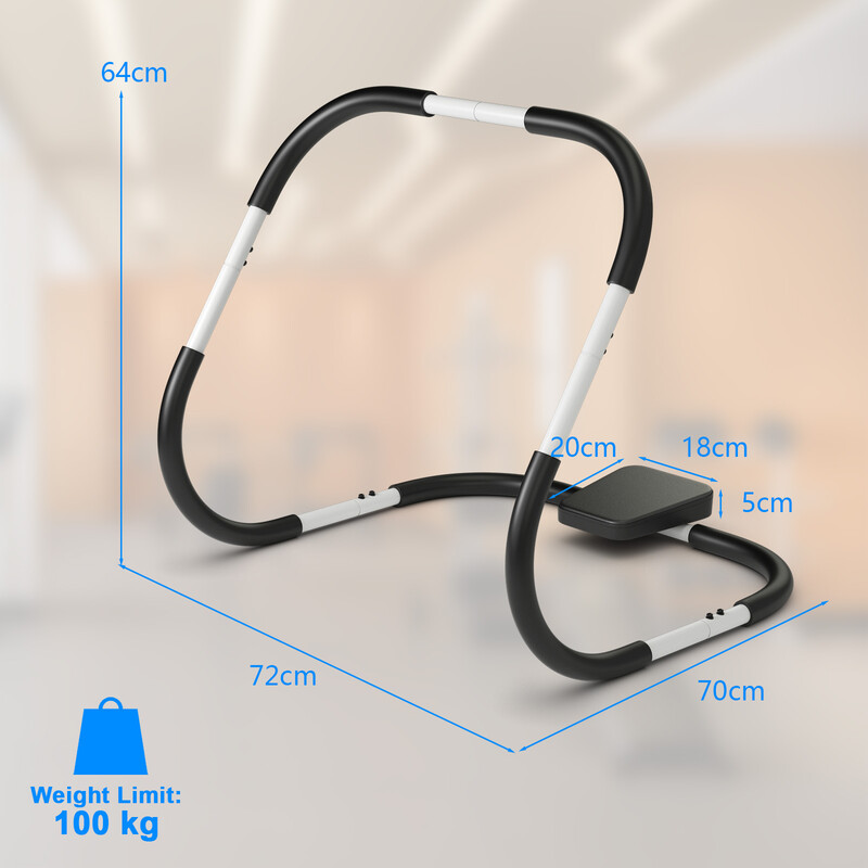 Mavetræner i stål med polstret nakkestøtte 100 kg sort hvid