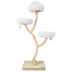 Katteklatretræ 178 cm beige med sisalstolper og plyschpuder
