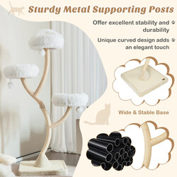 Katteklatretræ 178 cm beige med sisalstolper og plyschpuder