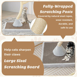 Katteklatrestativ 178 cm beige med sisalstolper og plyschpuder