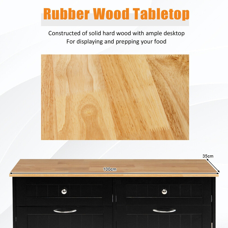 Køkkenaffaldsskab sort MDF 100x35x91 cm med 2 skuffer justerbar hylde stor arbejdsflade