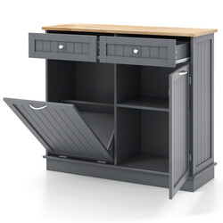 Sort MDF køkkenaffaldsskab 100x35x91 cm 2 skuffer justerbar hylde stor arbejdsflade