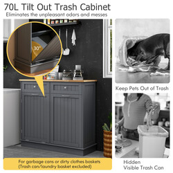 Sort MDF køkkenaffaldsskab 100x35x91 cm 2 skuffer justerbar hylde stor arbejdsflade