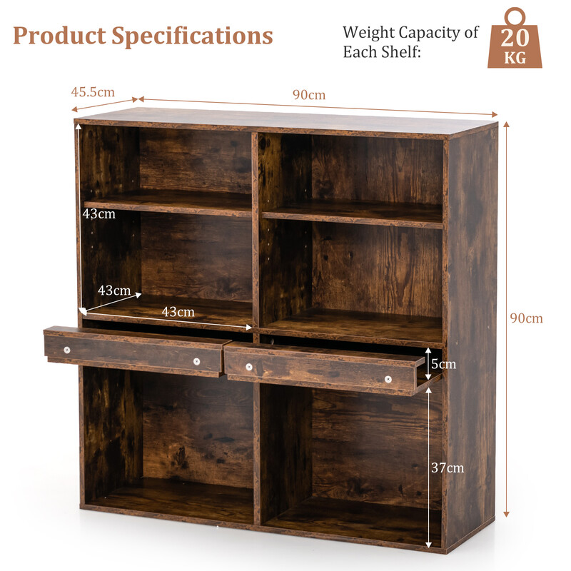 Bogreol vintagebrun spånplade 90x29