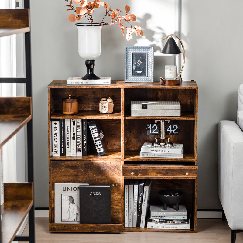 Bogreol vintagebrun spånplade 90x29