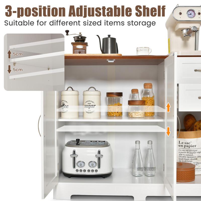 Køkkenskab hvid MDF 100x40x78 cm med arbejdsflade justerbar hylde og to skuffer