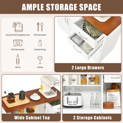 Køkkenskab hvid MDF 100x40x78 cm med arbejdsflade justerbar hylde og to skuffer