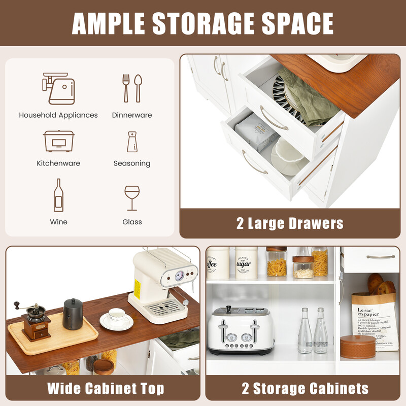 Køkkenskab hvid MDF 100x40x78 cm med arbejdsflade justerbar hylde og to skuffer