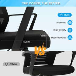 Kontorstol ergonomisk sort med justerbar rygstøtte og gyndefunktion