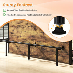 Barbord rustik brun metal MDF 120x60 cm med vinhylde og glasholdere