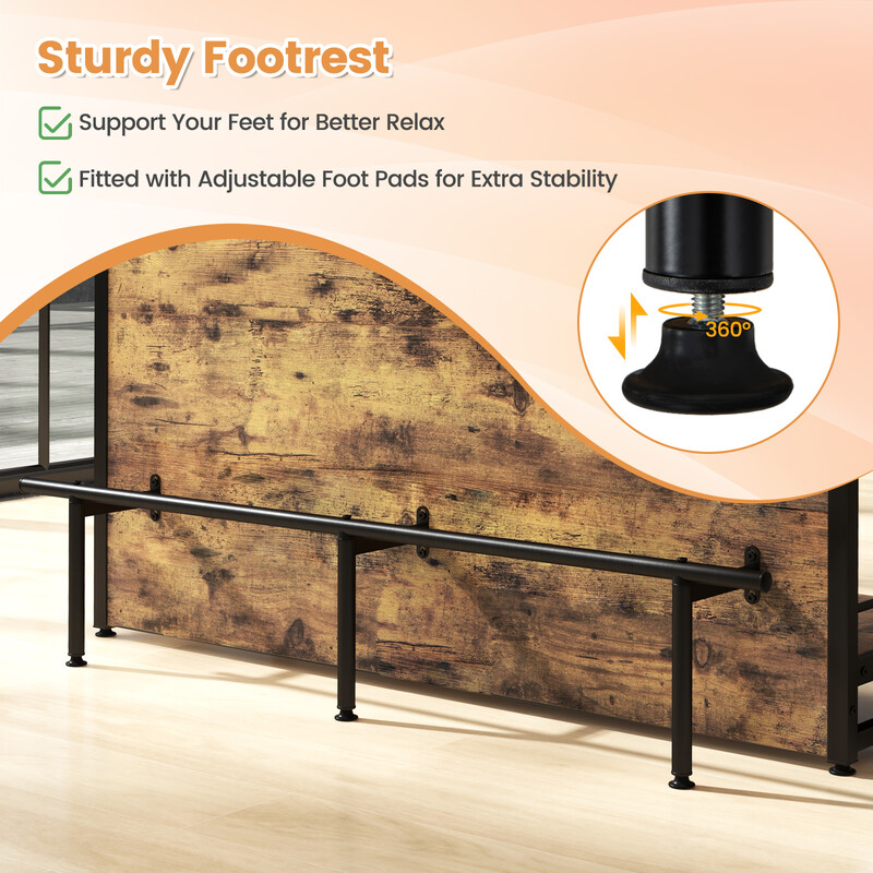 Barbord rustik brun metal MDF 120x60 cm med vinhylde og glasholdere