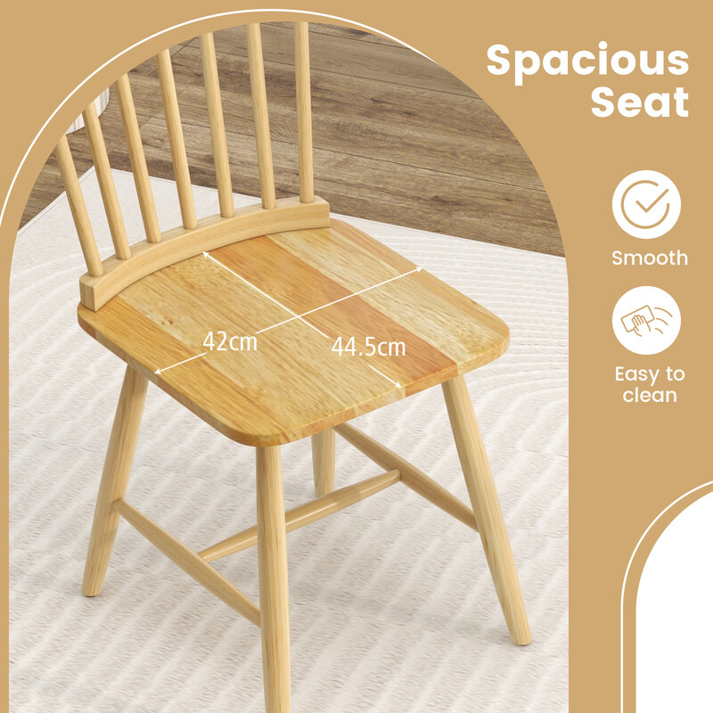 2 Windsor stole i gummitræ høj ryg fodstøtte 180 kg til spisestue