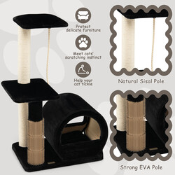 Katteklatretræ sort 92 cm med sisal bambus og fløjl