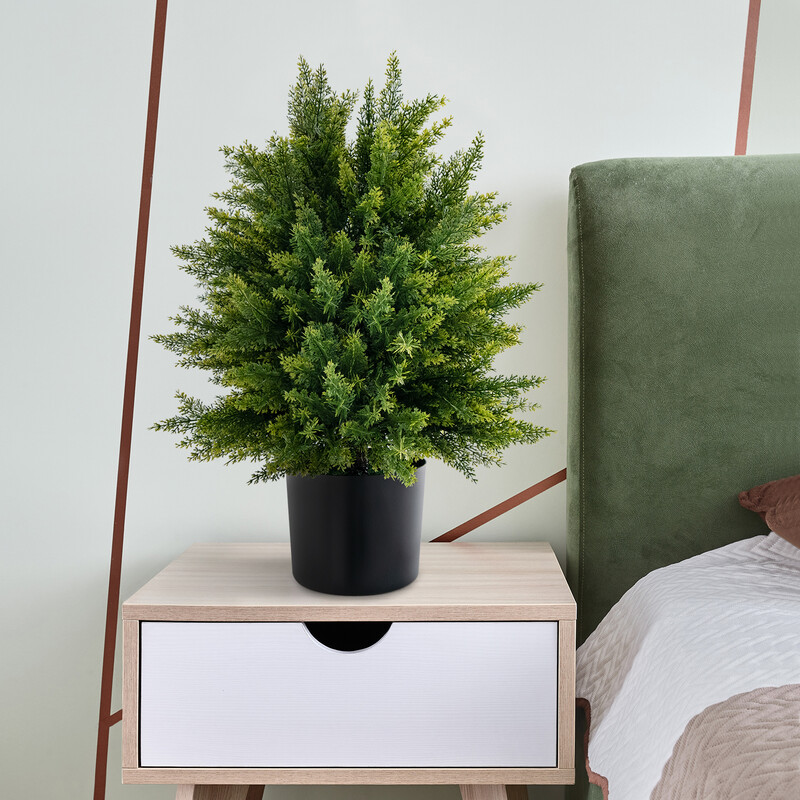 2 kunstige cedertræer 55 cm indendørs med potte PE PVC