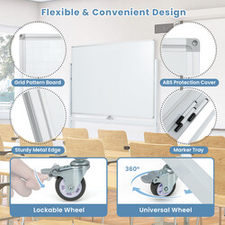 Whiteboard dobbelt side justerbar højde mobil hvid metalramme 120x90 cm