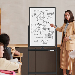 Dobbelt‑sidet mobil whiteboard sort 60x90 cm justerbar højde med hjul