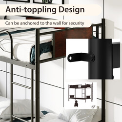 Våningsseng i metal 190x90 cm 2-i-1 med stige og rækværk