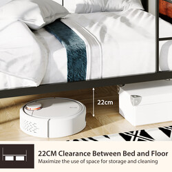 Våningsseng i metal 190x90 cm 2-i-1 med stige og rækværk