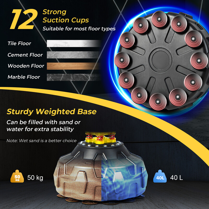 Reflexstang med to hastighedsboller og justerbar boksepose justerbar højde 168-201 cm