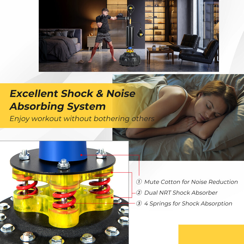 Reflexstang med to hastighedsboller og justerbar boksepose justerbar højde 168-201 cm