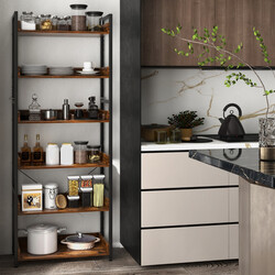 Metallbogreol 6 hylder 4 kroge rustik brun sort 69x34x177 cm