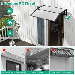 Dør- og vinduesmarkise grå polycarbonat 122x99 cm UPF50+