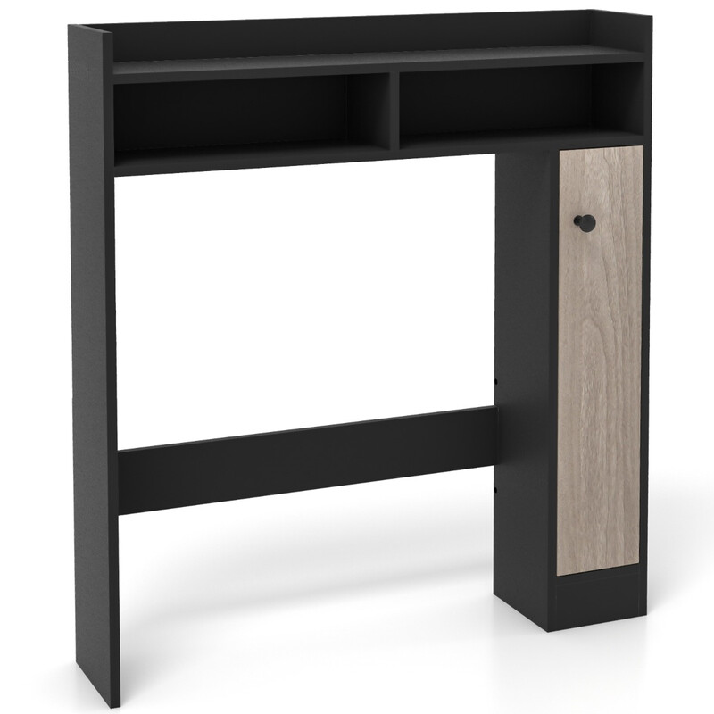 Opbevaringsskab over toilet MDF og spånplade sort 88x18x100 cm to justerbare hylder