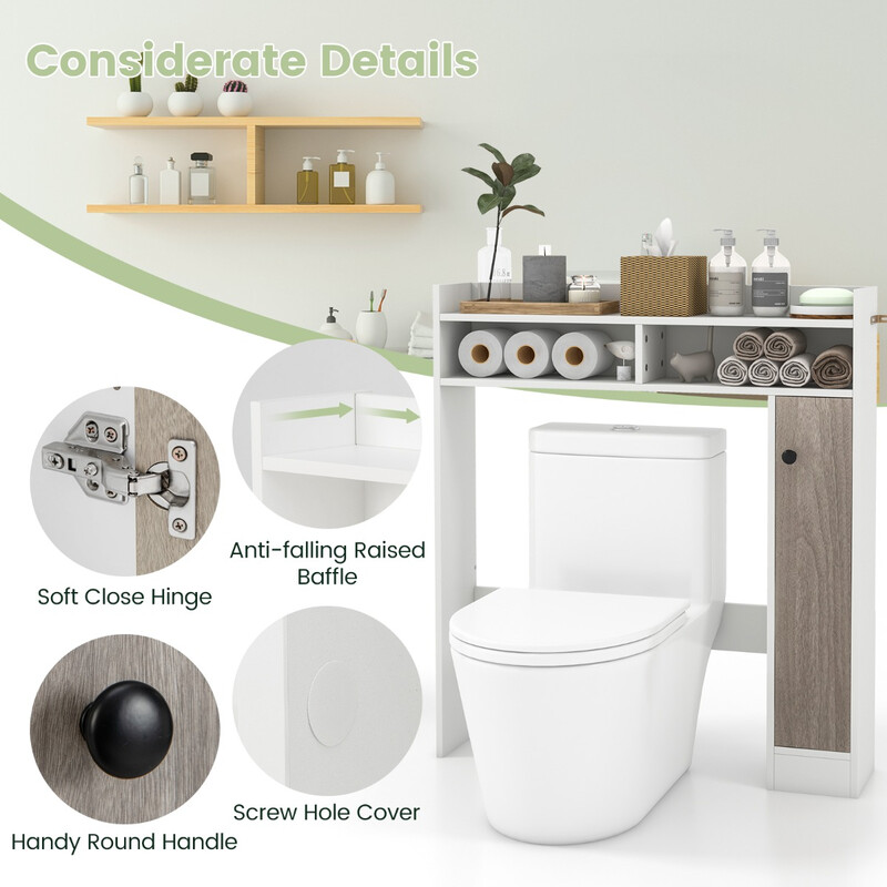 Opbevaringsskab til over toilet hvid MDF 88x18x100 cm med justerbare hylder