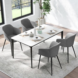 2 stk spisestole grå linnedbetræk ergonomisk rygstøtte metalben