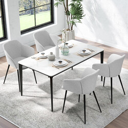 2 stk spisestole lysegrå linnedlignende metalben ergonomisk rygstøtte