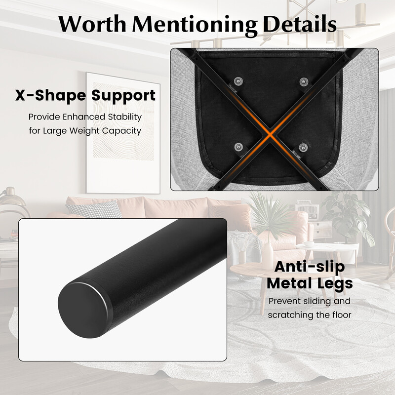 2 stk spisestole lysegrå linnedlignende metalben ergonomisk rygstøtte