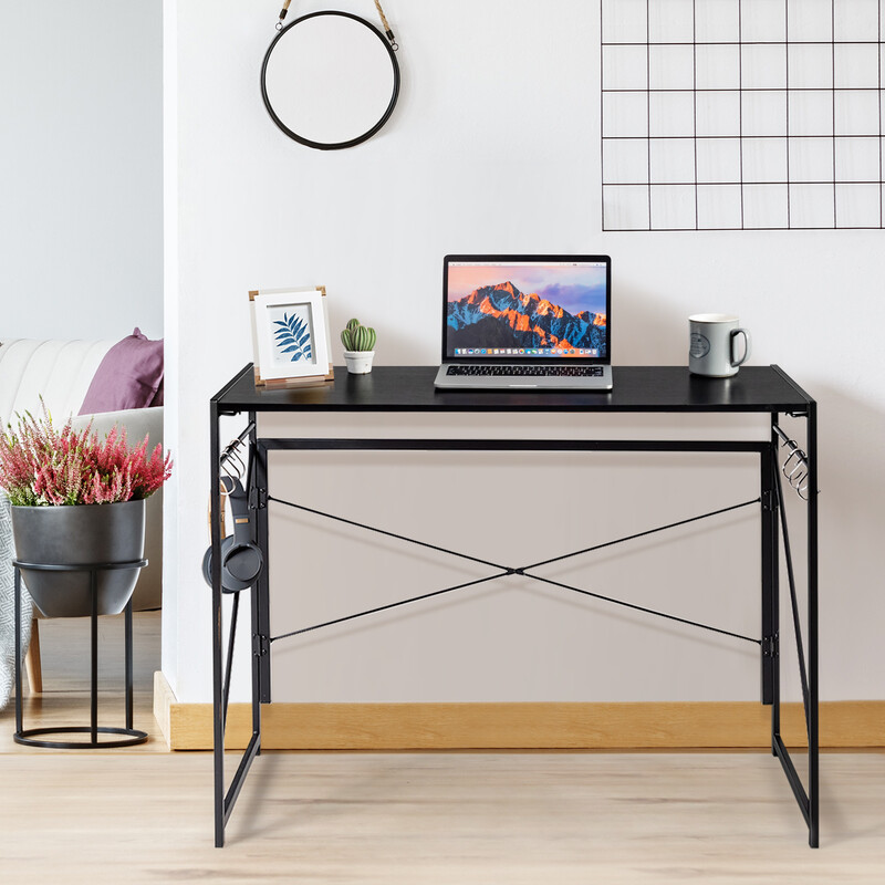 Sammenfoldeligt skrivebord træ og metal 100 x 50 cm sort 115 kg