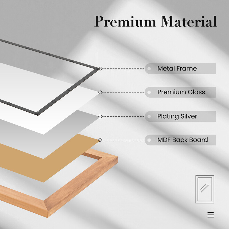 Rustik rektangulær væg spejl i cedertræ metal og glas 55x90 cm