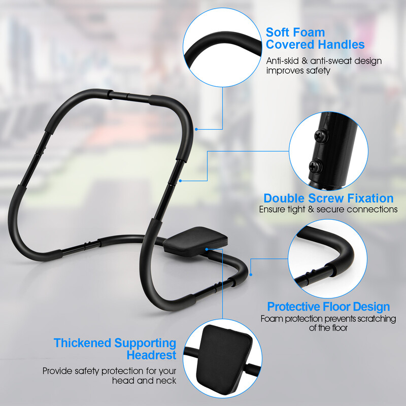 Mavetræner med blødt greb sort stål 100 kg kapacitet