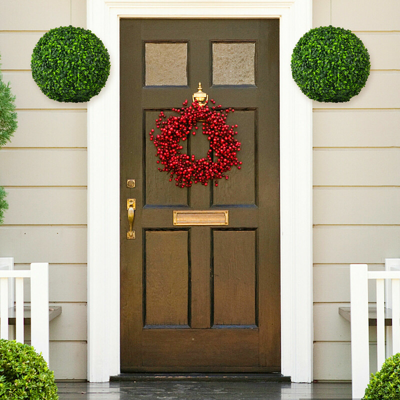 Kunstige dekorationskugler 40 cm grøn PE-plast 2 stk UV‑beskyttede indendørs udendørs