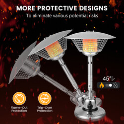 Terrassvarmer rustfrit stål og aluminium 3200W 54x90 cm bærbar