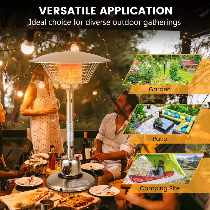 Terrassvarmer rustfrit stål og aluminium 3200W 54x90 cm bærbar