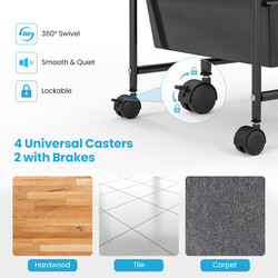 Opbevaringsvogn sort med 15 aftagelige skuffer og hjul 63x37x87 cm