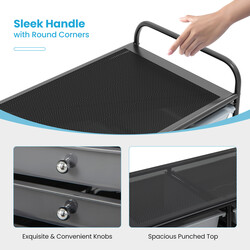 Opbevaringsvogn sort med 15 aftagelige skuffer og hjul 63x37x87 cm