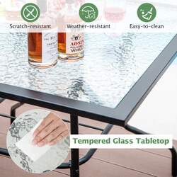 Terrassebord sort glasplade 89 cm udendørs med parasolhulsstativ