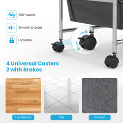 Opbevaringsvogn i jern og PP 15 skuffer 63x37x87 cm hjul med bremser