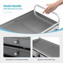 Opbevaringsvogn i jern og PP 15 skuffer 63x37x87 cm hjul med bremser