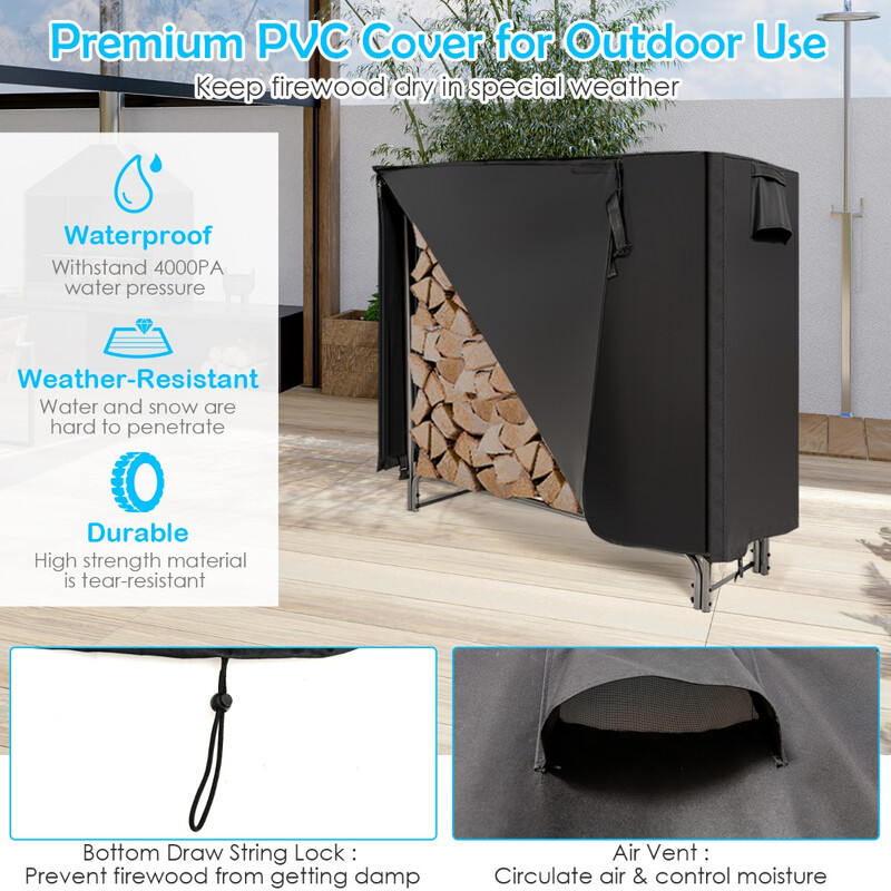 Udendørs vedopbevaring i jern med vandtæt PVC 122