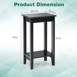 Sidebord sort træ MDF 40x30x73