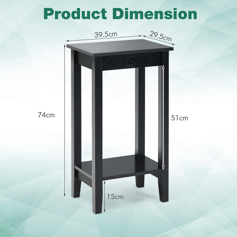 Sidebord sort træ MDF 40x30x73