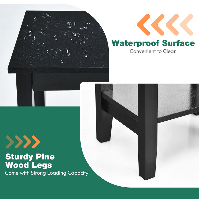 Sidebord sort træ MDF 40x30x73