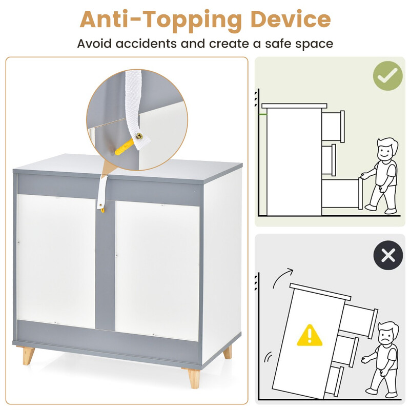 Kommode hvid 75x42x75 cm med tre rummelige skuffer til soveværelse og kontor