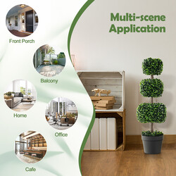 Kunstig buxbomskugle 75 cm med cementpotte UV-beskyttet allergivenlig