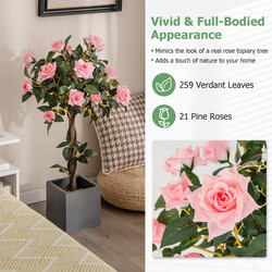 Kunstigt rosentræ 93 cm med 21 roser til hjem og kontor