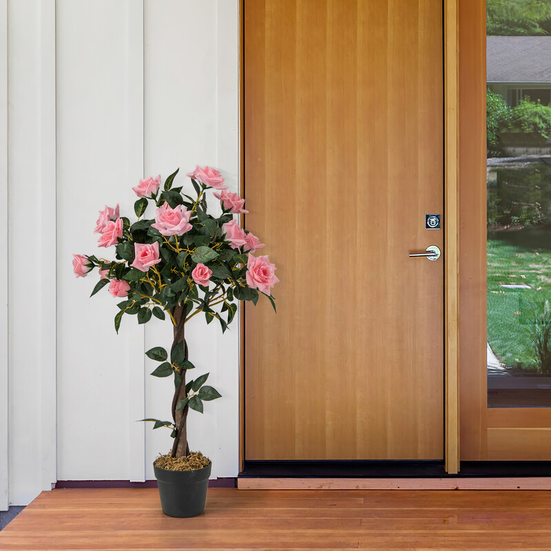Kunstigt rosentræ 93 cm med 21 roser til hjem og kontor